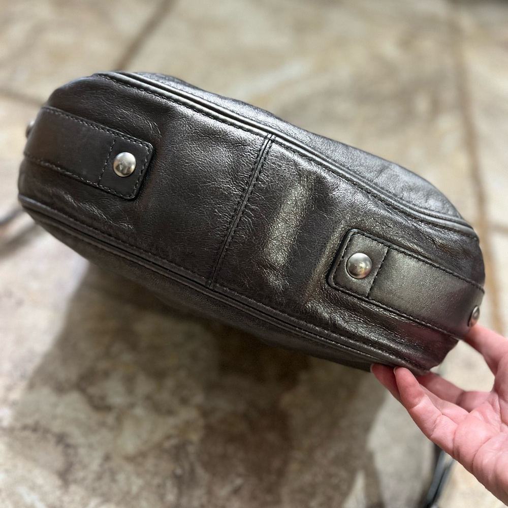 EUC COACH Zoe Gunmetal Gray Leather Convertible Handbag Crossbody Purse - Picture 4 of 13